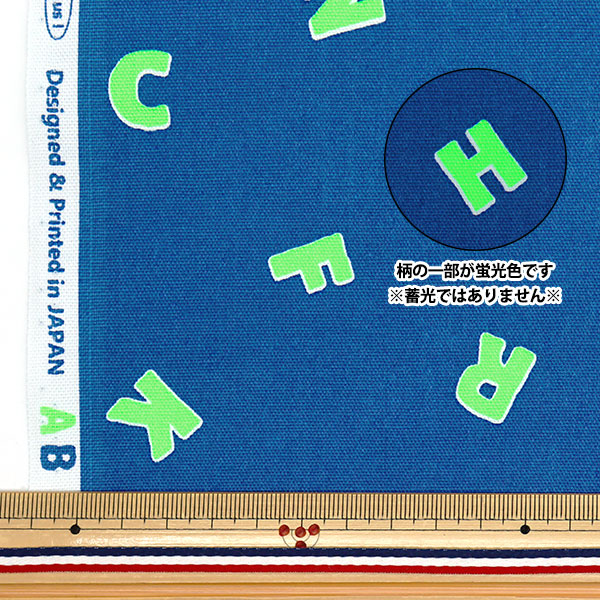 [Quantity starting from 5] Fabric 『Oxford Neon Pop Alphabet Navy x Green AP52110-1D"