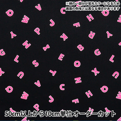 [Quantity starting from 5] Fabric 『Oxford Neon Pop Alphabet Black x Pink AP52110-1E"