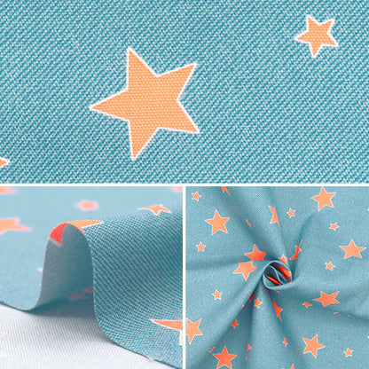 [Quantity starting from 5] Fabric 『Oxford Neon Pop Denim Star Saxophone x Orange AP52110-2B"