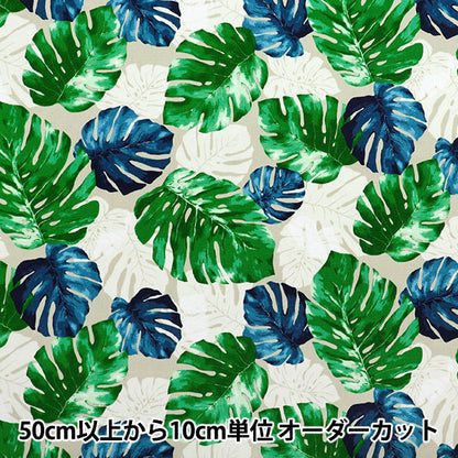[Quantity starting from 5] Fabric 『Oxford Hawaiian Monstera Beige x Green AP52202-1A"