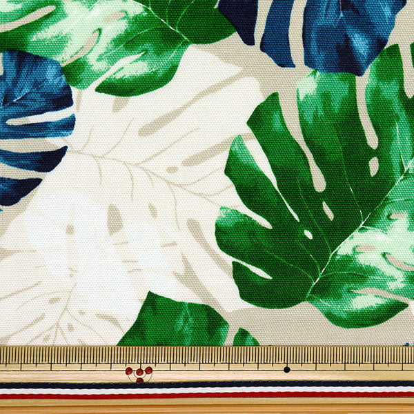 [Quantity starting from 5] Fabric 『Oxford Hawaiian Monstera Beige x Green AP52202-1A"