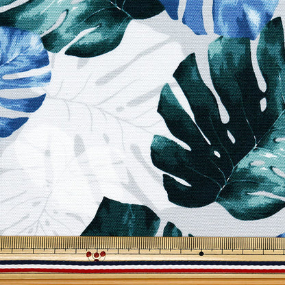 [Quantity starting from 5] Fabric 『Oxford Hawaiian Monstera Gray x Blue AP52202-1C"