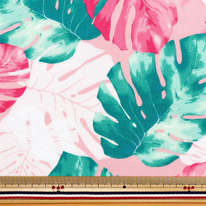 [Quantity starting from 5] Fabric 『Oxford Hawaiian Monstera Pink x Green AP52202-1D"
