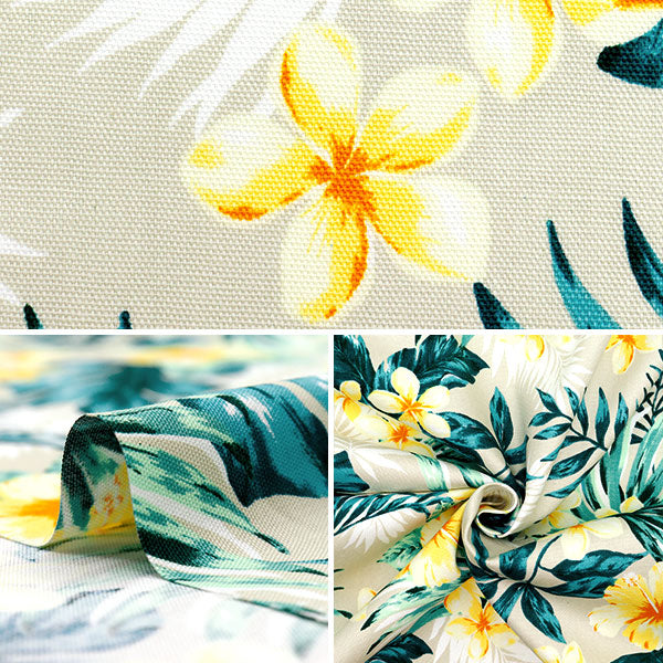 [Quantity starting from 5] Fabric 『Oxford Hawaiian Hibiscus Beige x Yellow AP52202-2A"