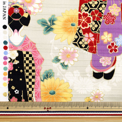 [数量从5开始] 织物 "Satin Slab Colored Pattern Maiko Gray AP52902-2A"
