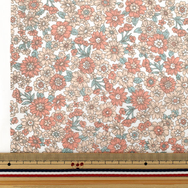 [Quantity starting from 5] Fabric "TC Batisto Small Flower Pattern Red x Orange AP4790-1B"