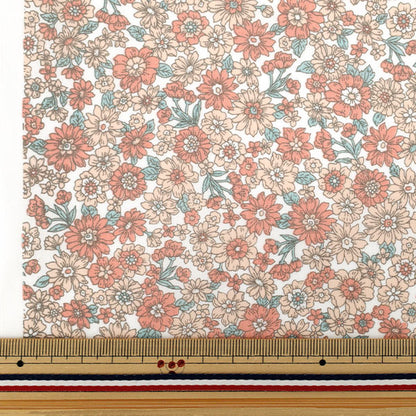 [Quantity starting from 5] Fabric "TC Batisto Small Flower Pattern Red x Orange AP4790-1B"