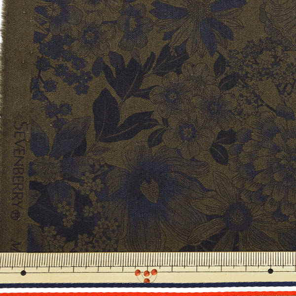 [Quantity starting from 5] Fabric "Broad Stylish Vintage Overdie Floral Pattern Olive x Navy 4225DYE-1-1"