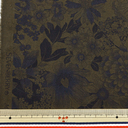 [Quantity starting from 5] Fabric "Broad Stylish Vintage Overdie Floral Pattern Olive x Navy 4225DYE-1-1"