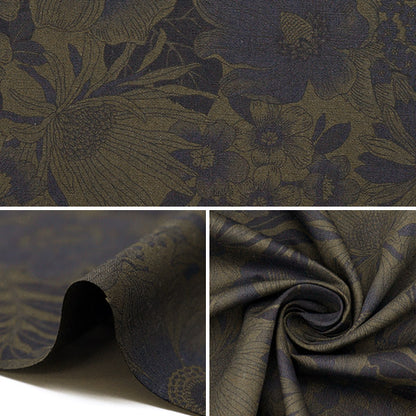 [Quantity starting from 5] Fabric "Broad Stylish Vintage Overdie Floral Pattern Olive x Navy 4225DYE-1-1"