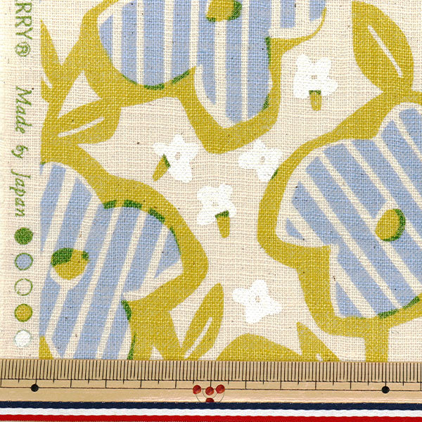 [Quantity starting from 5] Fabric "Linen-Like Love Strip Flower Blue Green 850492-1"
