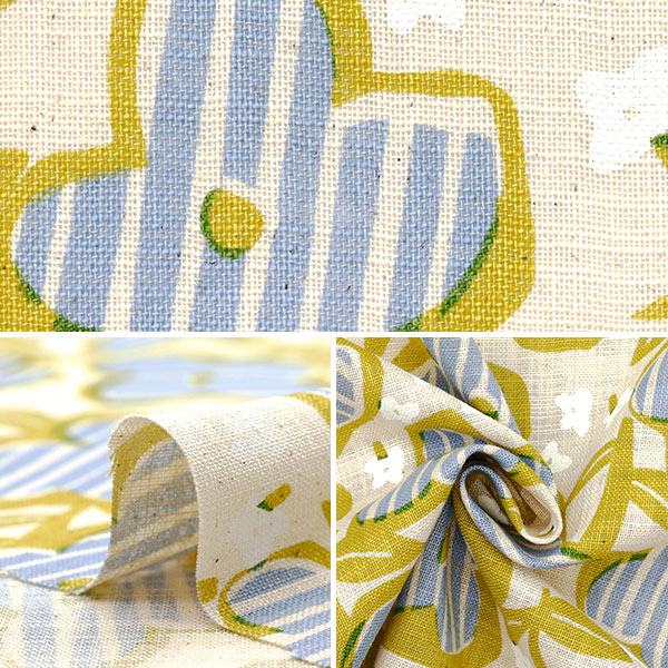 [Quantity starting from 5] Fabric "Linen-Like Love Strip Flower Blue Green 850492-1"