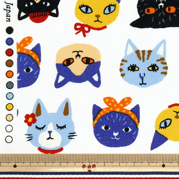 [数量从5开始] 织物 『牛津布 小动物可爱的猫白色850486-1-1"