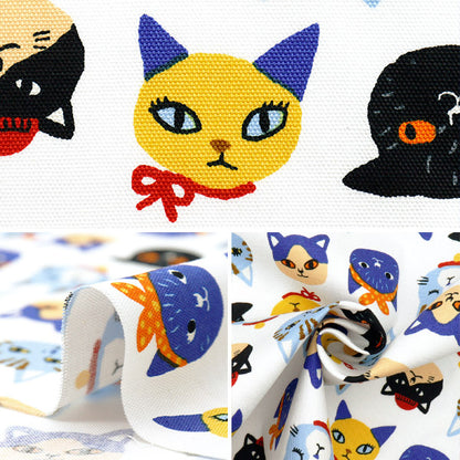 [数量从5开始] 织物 『牛津布 小动物可爱的猫白色850486-1-1"