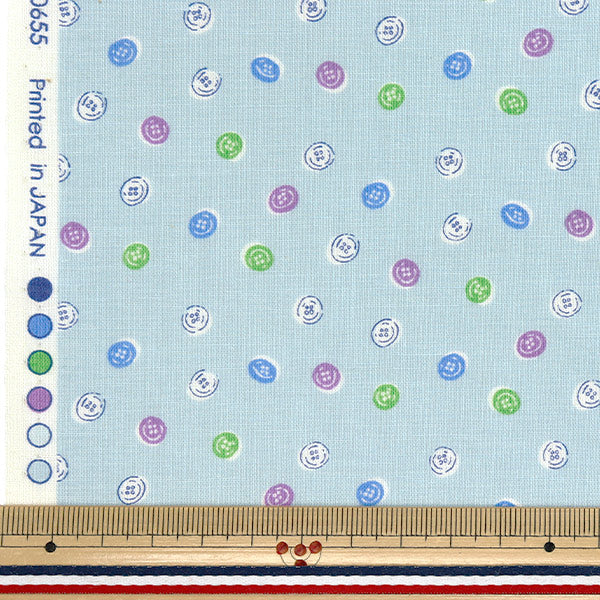 [Quantity starting from 5] Fabric 『Scare Print Homey Collection Button Sax DH10655L-D"