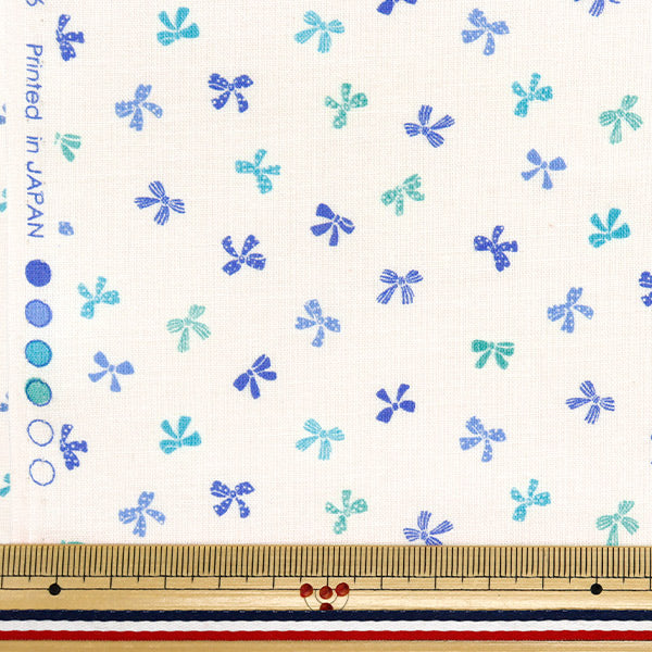 [Quantity starting from 5] Fabric 『Scare Print Homey Collection Ribbon White x Blue DH10656L-B"