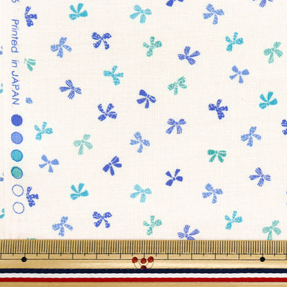 [Quantity starting from 5] Fabric 『Scare Print Homey Collection Ribbon White x Blue DH10656L-B"