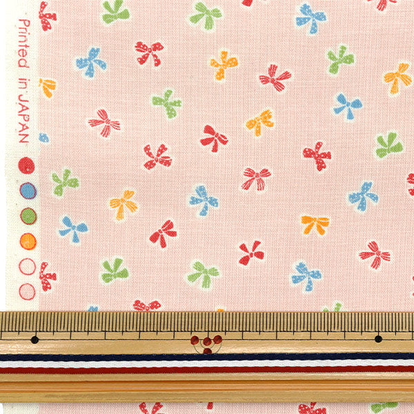 [Quantity starting from 5] Fabric 『Scare Print Homey Collection Ribbon Red x Colorful DH10656L-C"