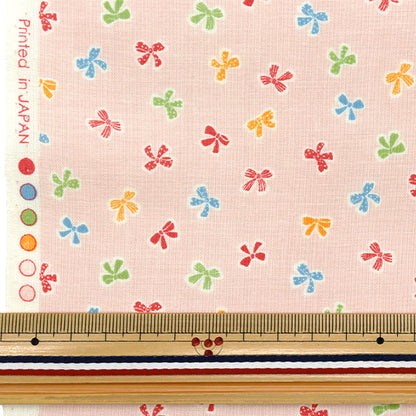 [Quantity starting from 5] Fabric 『Scare Print Homey Collection Ribbon Red x Colorful DH10656L-C"