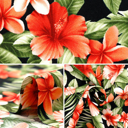 [Quantity starting from 5] Fabric "Broad Hibiscus Black 4236-1-1"