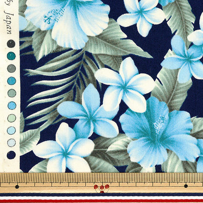 [Quantity starting from 5] Fabric "Broad Hibiscus Navy 4236-1-2"