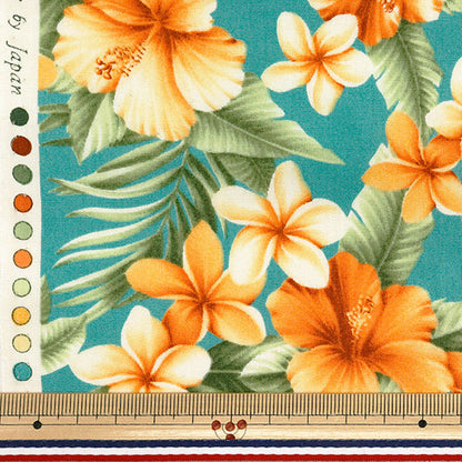 [Quantity starting from 5] Fabric "Broad Hibiscus Aqua Mint 4236-1-3"