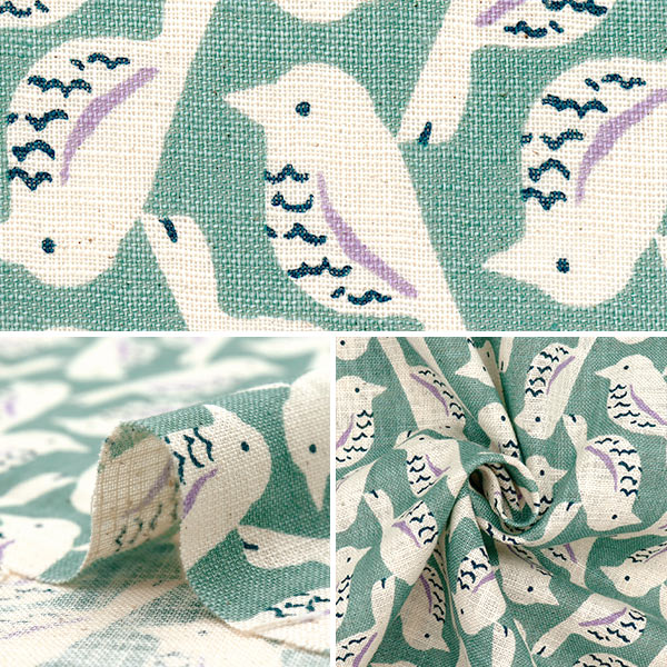 [Quantity starting from 5] Fabric "Linen-Like Love Bird Mint Blue 850508-1-1"