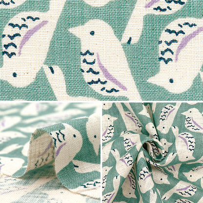 [Quantity starting from 5] Fabric "Linen-Like Love Bird Mint Blue 850508-1-1"