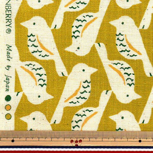 [Quantity starting from 5] Fabric "Linen Lix Love Bird Lime 850508-1-3"