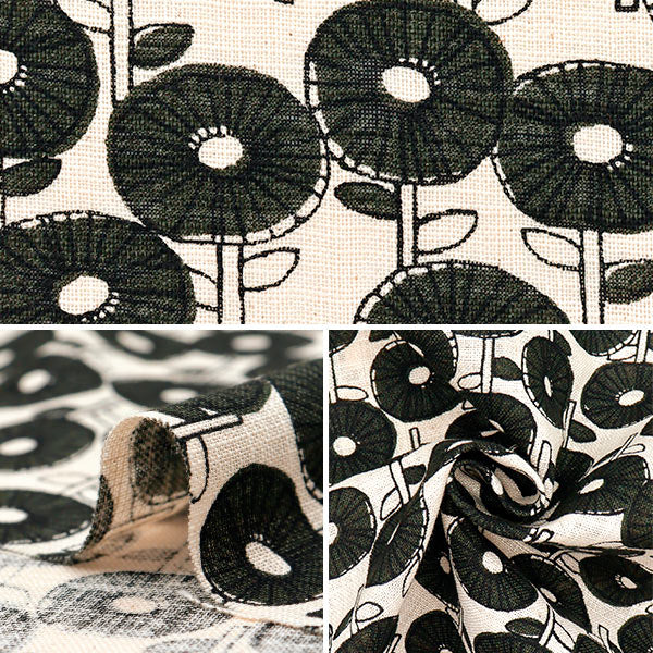 [Quantity starting from 5] Fabric "Linen-Like Lab Popo Black 850509-1-1"
