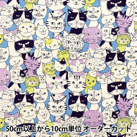 [数量从5开始] 织物 『牛津布 Nyan Comics Blue 850536-1-2"