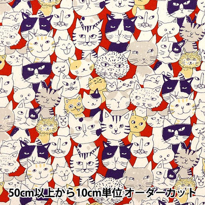 [Quantity starting from 5] Fabric 『Oxford Nyan Comics Red 850536-1-3"