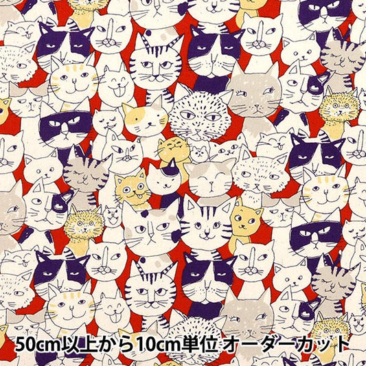[Quantity starting from 5] Fabric 『Oxford Nyan Comics Red 850536-1-3"