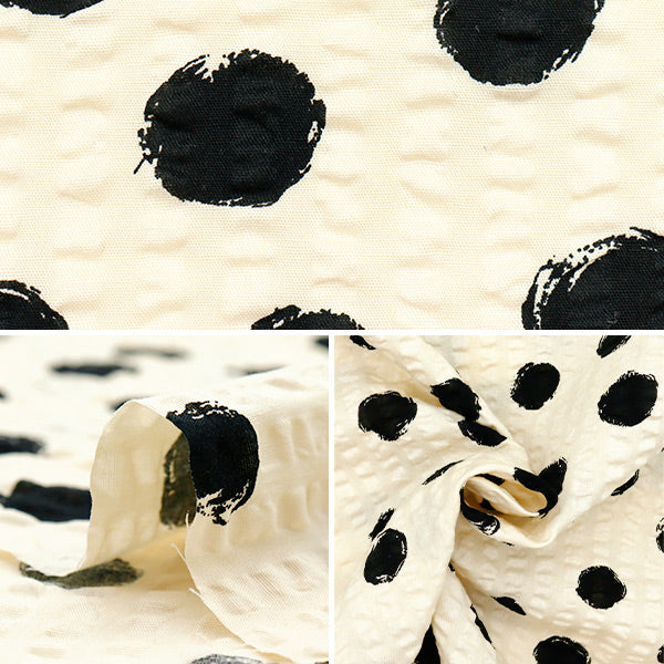 [Quantity starting from 5] Fabric "Ripple Print Random Dot Natural x Black 82167-1-1"