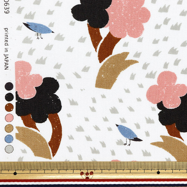 [From quantity 5] Fabric 『Oxford Onnera Scandinavian pattern ivory on10639S-A"