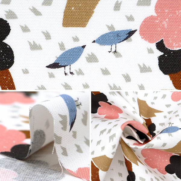 [From quantity 5] Fabric 『Oxford Onnera Scandinavian pattern ivory on10639S-A"