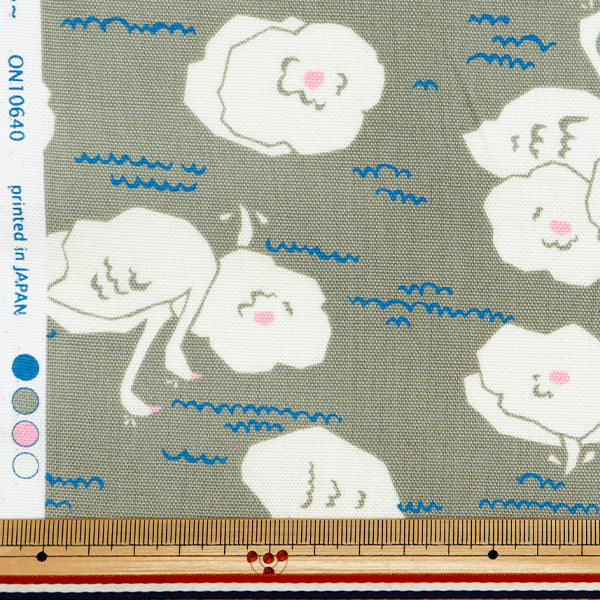 [From quantity 5] Fabric 『Oxford Onner Swan Pattern Gray ON10640S-A"