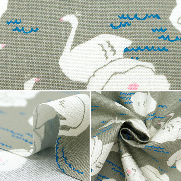 [From quantity 5] Fabric 『Oxford Onner Swan Pattern Gray ON10640S-A"