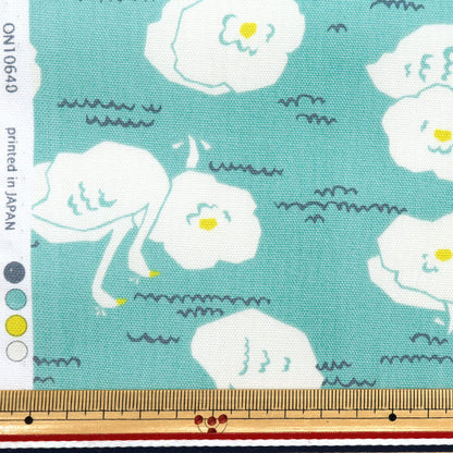 [From quantity 5] Fabric 『Oxford Onnella Swan Pattern Light Blue ON10640S-C"