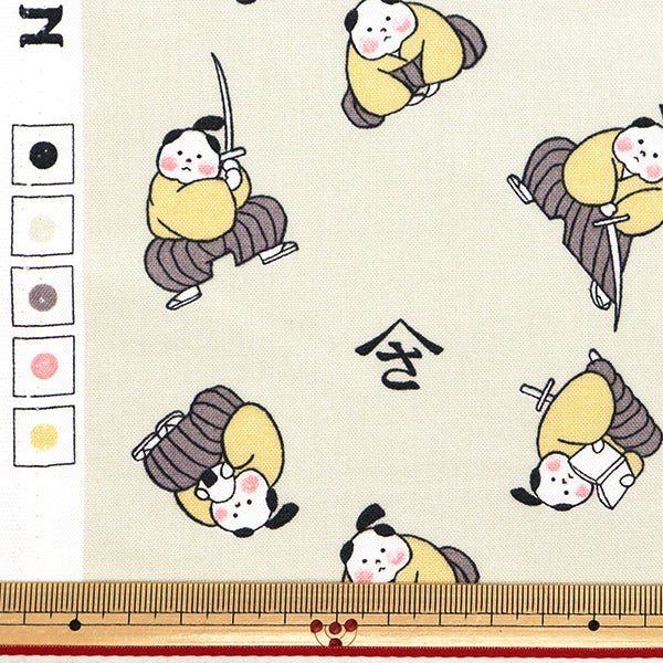 [Quantity starting from 5] Fabric "JAPAN PRINT 2 Children's Samurai Beige 142-1358-A1"