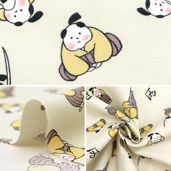 [Quantity starting from 5] Fabric "JAPAN PRINT 2 Children's Samurai Beige 142-1358-A1"