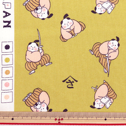 [Quantity starting from 5] Fabric "JAPAN PRINT 2 Children's Samurai Yellow 142-1358-A2"