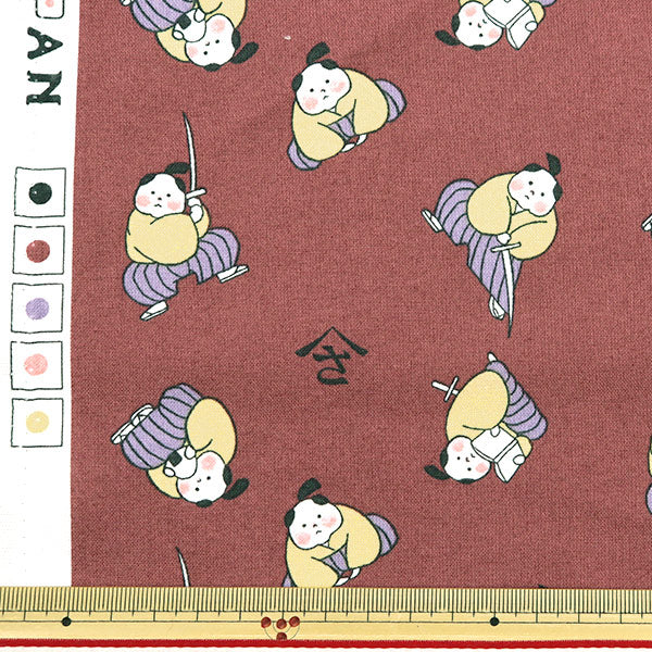 [Quantity starting from 5] Fabric "JAPAN Print 2 Children's Samurai Azuki 142-1358-A3"