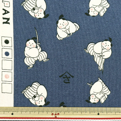 [Quantity starting from 5] Fabric "JAPAN PRINT 2 Children's Samurai Navy 142-1358-A4"