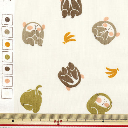 [Quantity starting from 5] Fabric "JAPAN Print 2 Mizarui Wazarukikazaru Brown 142-1358-B2"