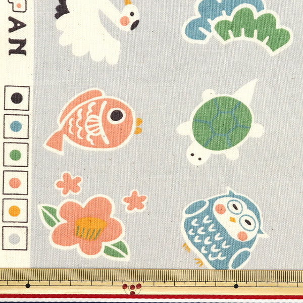 [Quantity starting from 5] Fabric "JAPAN Print 2 Happy Gray 142-1358-C3"
