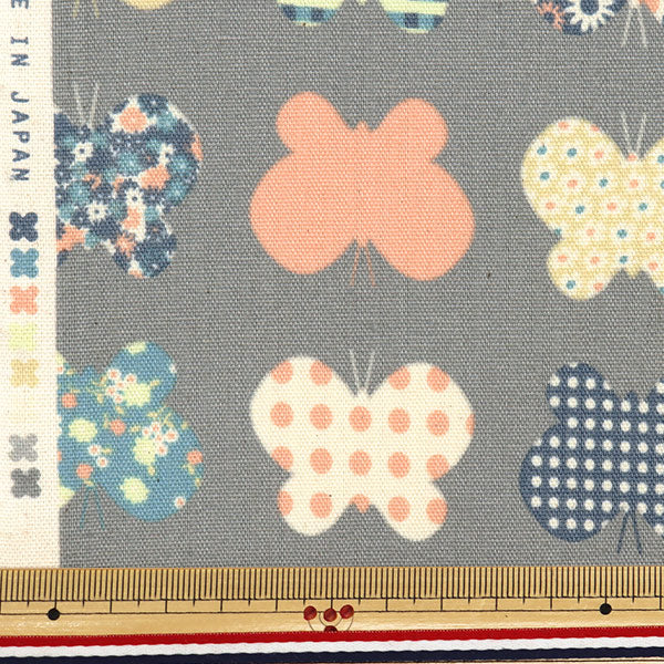 [Quantity starting from 5] Fabric "HANAUTA Oxford Papillon Grey 142-1361-A3"