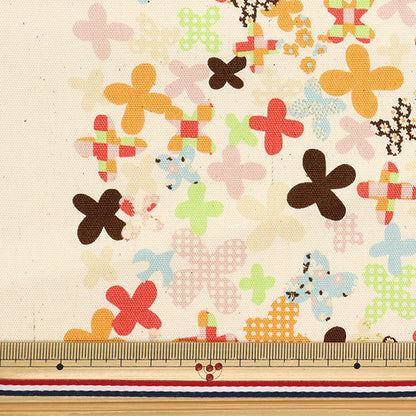 [Quantity starting from 5] Fabric "Hanauta Oxford Flower Rain Flower and City Pattern White 142-1357-C1"