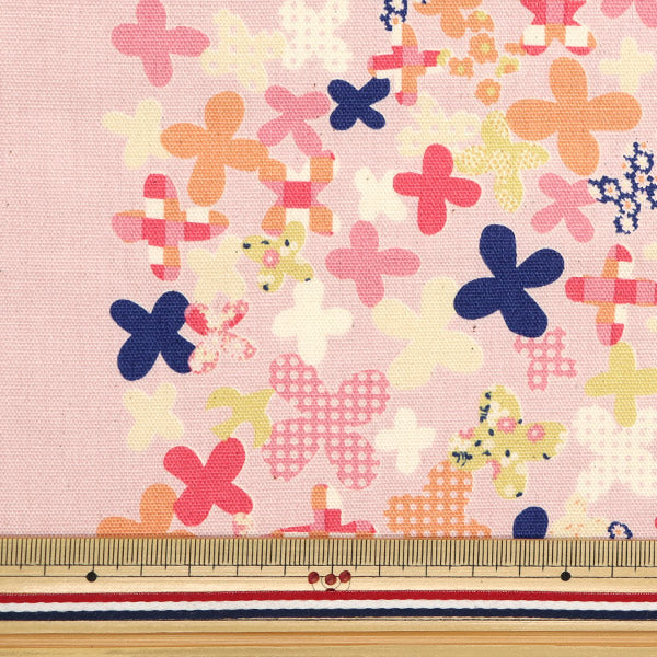 [Quantity starting from 5] Fabric "Hanauta Oxford Flower Rain Flower and City Pattern Pink 142-1357-C2"
