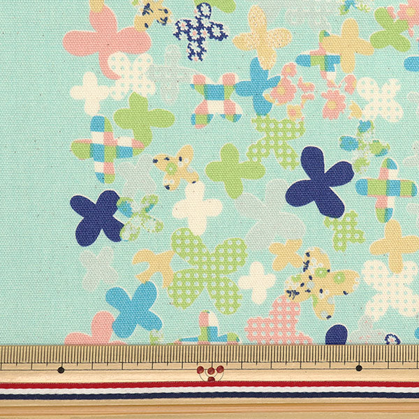 [Quantity starting from 5] Fabric "Hanauta Oxford Flower Rain Flower and City Pattern Blue 142-1357-C3"